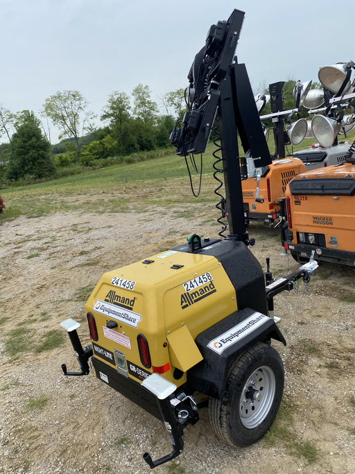 2022 Allmand NLV3GR (4) LED Light Fixture 350W, 23' Vertical Mast, 3kW Prime, Towable, Deep Sea L401, Leveling Jacks, Yanmar T4F 5.8hp