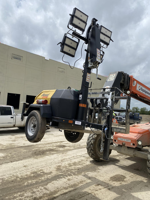 2022 Allmand NLV3GR (4) LED Light Fixture 350W, 23' Vertical Mast, 3kW Prime, Towable, Deep Sea L401, Leveling Jacks, Yanmar T4F 5.8hp