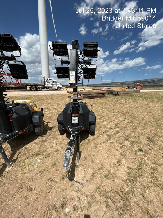 2022 Allmand NLV3GR (4) LED Light Fixture 350W, 23' Vertical Mast, 3kW Prime, Towable, Deep Sea L401, Leveling Jacks, Yanmar T4F 5.8hp