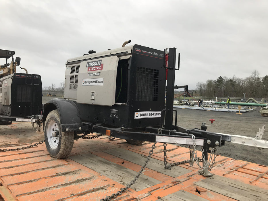 2019 Lincoln Electric Vantage 322 Welder Ready-Pak 3, Two wheel trailer, Fender and Light kit, Cable Rack