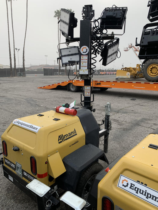 2021 Allmand NLV3GR (4) LED Light Fixture 350W, 23' Vertical Mast, 3kW Prime, Towable, Deep Sea L401, Leveling Jacks, Yanmar T4F 5.8hp