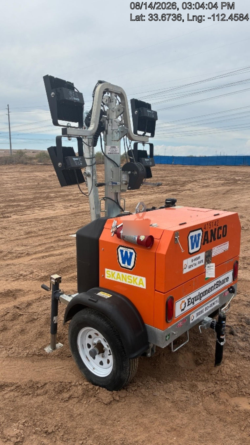 2024 Wanco WLTT-4MM4K Diesel, Deep Sea Controller, Shore Power Plug, Auto Start, (4) 350W LED Floodlights, 4kW Generator, 60 Gal Fuel Tank, 2" Ball, T3