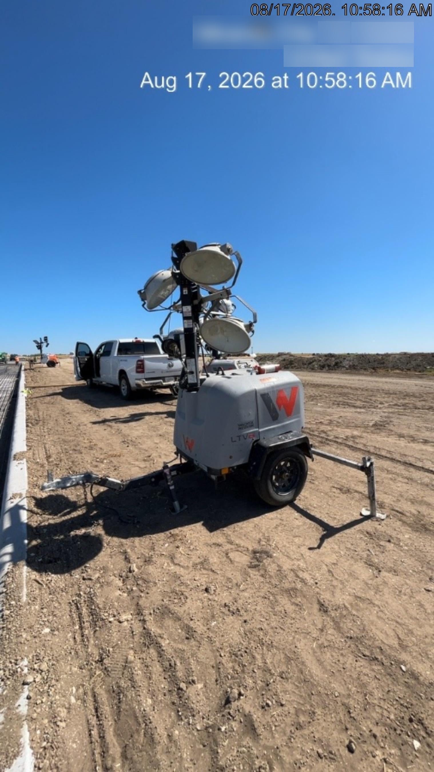 2019 Wacker Neuson LTV6L-MH Mobile Light Tower w/Fuel Level Sensor Installed