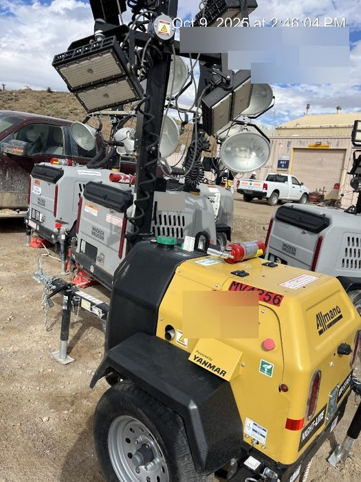 2022 Allmand NLV3GR (4) LED Light Fixture 350W, 23' Vertical Mast, 3kW Prime, Towable, ES Decals, T3