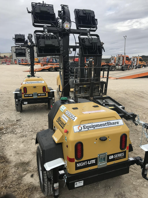 2022 Allmand NLV3GR (4) LED Light Fixture 350W, 23' Vertical Mast, 3kW Prime, Towable, Deep Sea L401, Leveling Jacks, Yanmar T4F 5.8hp