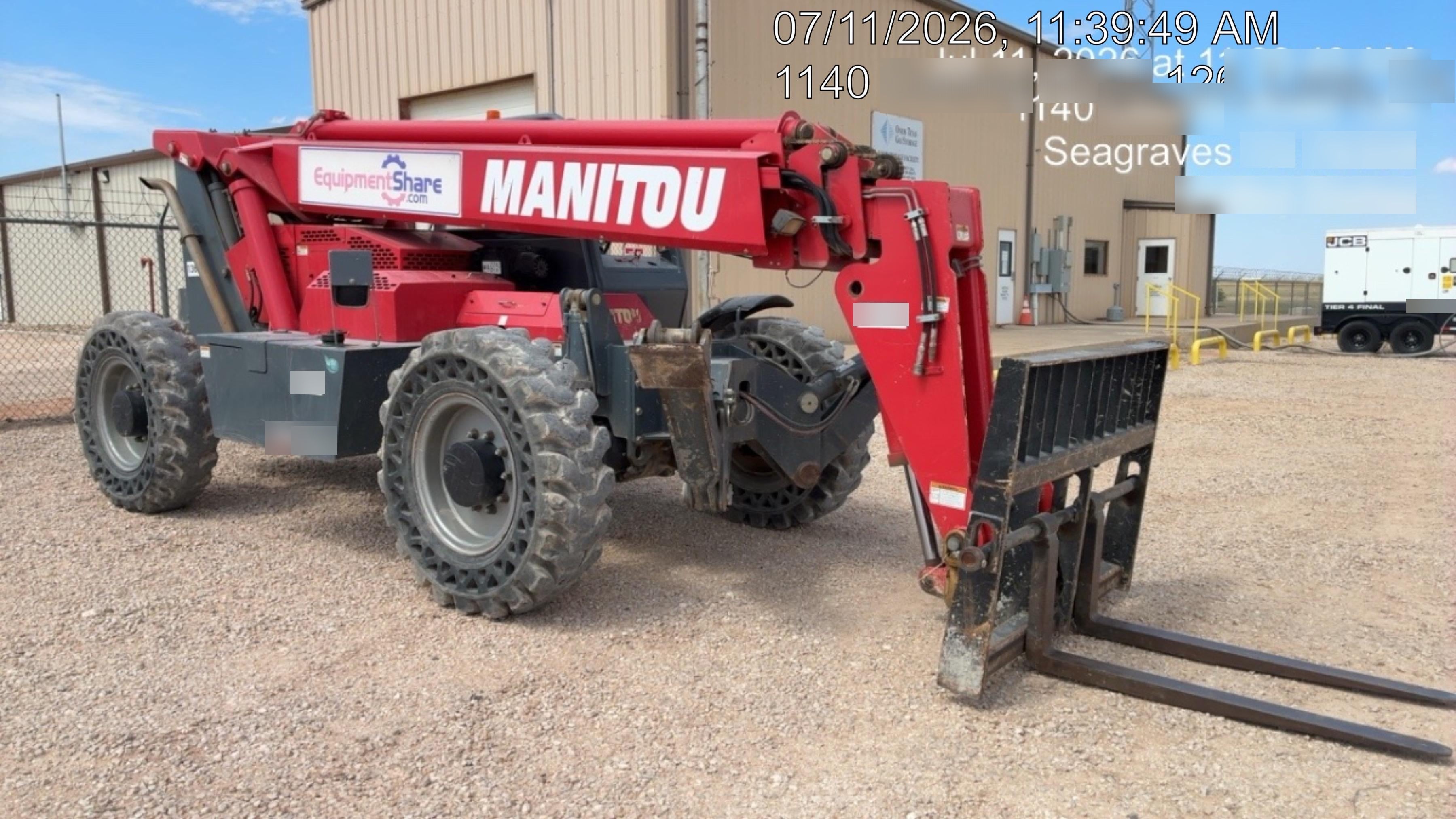 2018 Manitou MTA10055 MTA10055 - 74 HP T4, Canopy, Worklights/Strobe, Beacon, 66" Carriage, 60" Forks, Solid Tires, Lift Hook, Aux Hydraulics