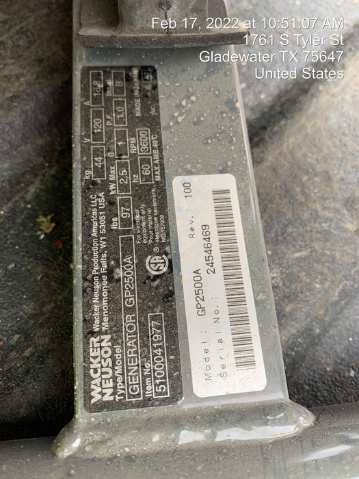 2021 WACKER NEUSON GP2500A