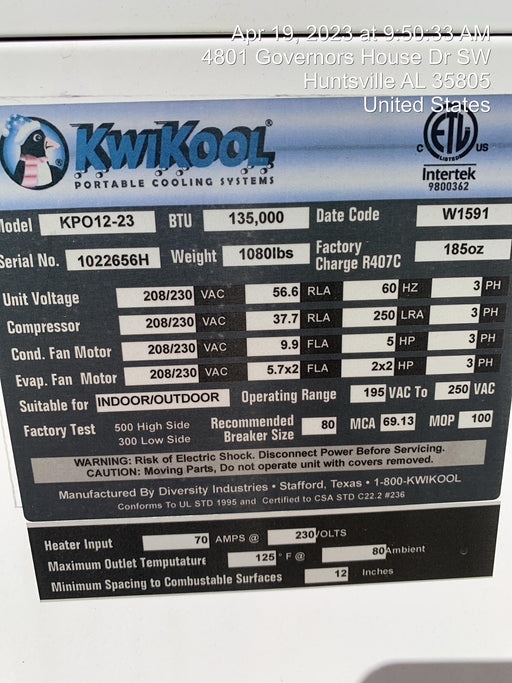 2022 KWIKOOL KPO12-23H