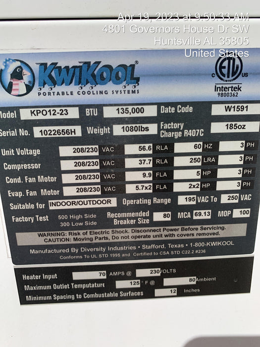 2022 KWIKOOL KPO12-23H