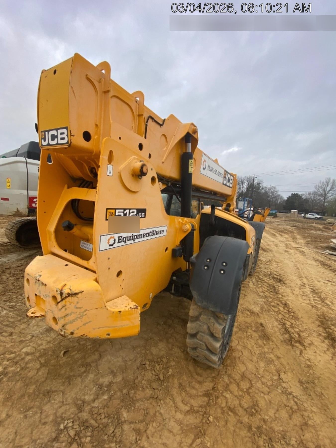 2019 JCB 512-56 109 HP w/Open ROPS, Beacon, Aux Hydraulics, Worklights, Solid Tires 60" Carriage/Forks