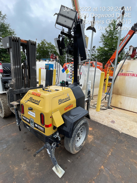 2021 Allmand NLV3GR (4) LED Light Fixture 350W, 23' Vertical Mast, 3kW Prime, Towable, Deep Sea L401, Leveling Jacks, Yanmar T4F 5.8hp