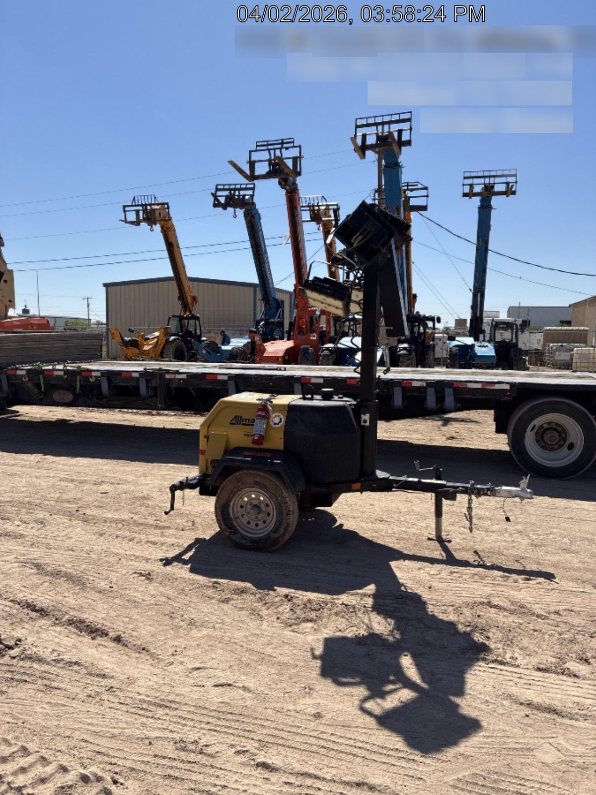 2022 Allmand NLV3GR (4) LED Light Fixture 350W, 23' Vertical Mast, 3kW Prime, Towable, ES Decals, T3