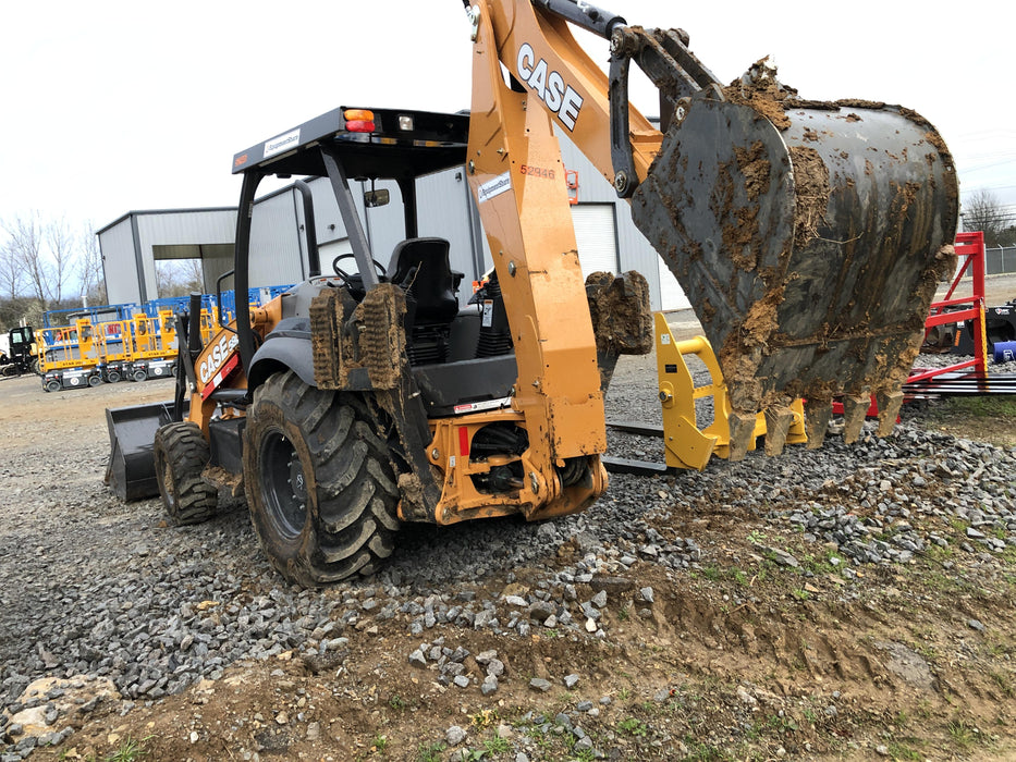2019 Case 580N EP Canopy, 4WD, 1-Way Aux Hydraulics, Pilot Controls, Ride Control and Loader Aux Hydraulics, 900 LB. Front CWT, 82" HD LONG LIP (1 CU. YD.) W/BOCE AND LIFT EYES, FLIP OVER/STABILIZER PADS COMB