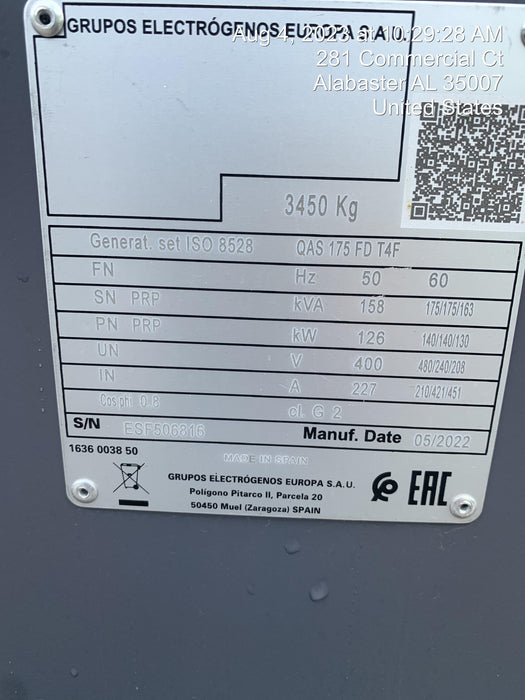 2022 ATLAS COPCO QAS 175