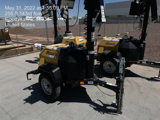 2022 Allmand NLV3GR (4) LED Light Fixture 350W, 23' Vertical Mast, 3kW Prime, Towable, Deep Sea L401, Leveling Jacks, Yanmar T4F 5.8hp