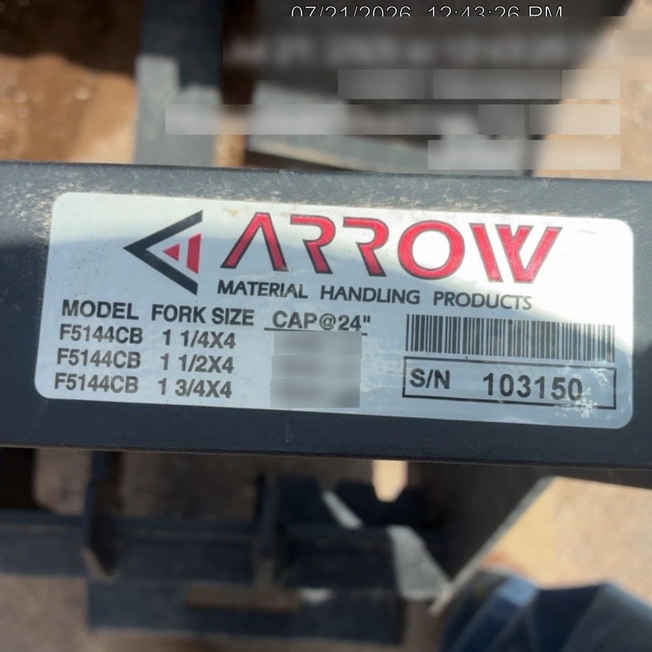 2026 ARROW MATERIAL HANDLING 72" Pallet Forks - Arrow