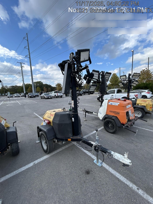 2022 Allmand NLV3GR (4) LED Light Fixture 350W, 23' Vertical Mast, 3kW Prime, Towable, Deep Sea L401, Leveling Jacks, Yanmar T4F 5.8hp