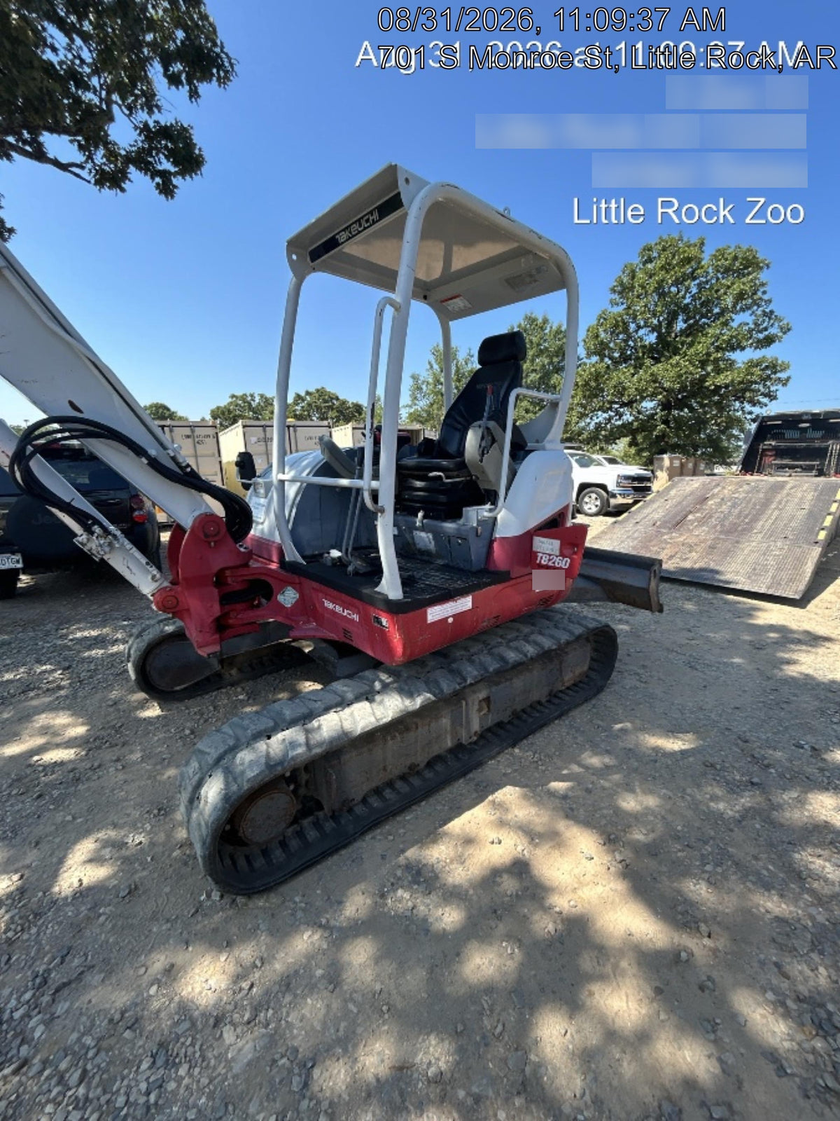 2019 Takeuchi TB260 Takeuchi TB260 Canopy w/Rubber Tracks, Auxiliary Hydraulics, Standard Blade, Manual QC, 12 / 18 / 24" Buckets, Hydraulic Thumb Installed