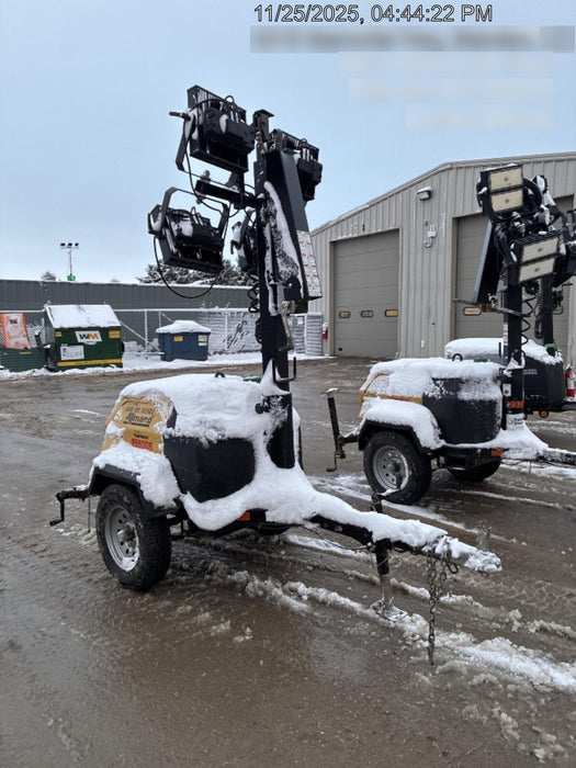 2022 Allmand NLV3GR (4) LED Light Fixture 350W, 23' Vertical Mast, 3kW Prime, Towable, ES Decals, T3