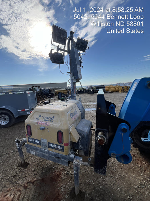 2022 Allmand NLV3GR (4) LED Light Fixture 350W, 23' Vertical Mast, 3kW Prime, Towable, ES Decals, T3