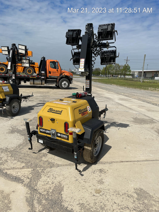 2022 Allmand NLV3GR (4) LED Light Fixture 350W, 23' Vertical Mast, 3kW Prime, Towable, Deep Sea L401, Leveling Jacks, Yanmar T4F 5.8hp