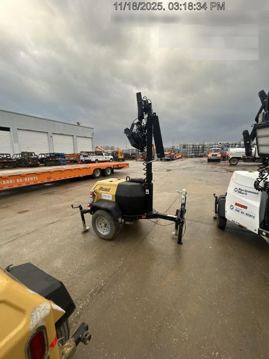 2022 Allmand NLV3GR (4) LED Light Fixture 350W, 23' Vertical Mast, 3kW Prime, Towable, Deep Sea L401, Leveling Jacks, Yanmar T4F 5.8hp