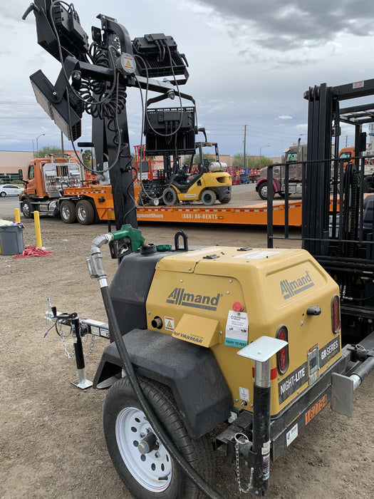 2021 Allmand NLV3GR (4) LED Light Fixture 350W, 23' Vertical Mast, 3kW Prime, Towable, Deep Sea L401, Leveling Jacks, Yanmar T4F 5.8hp