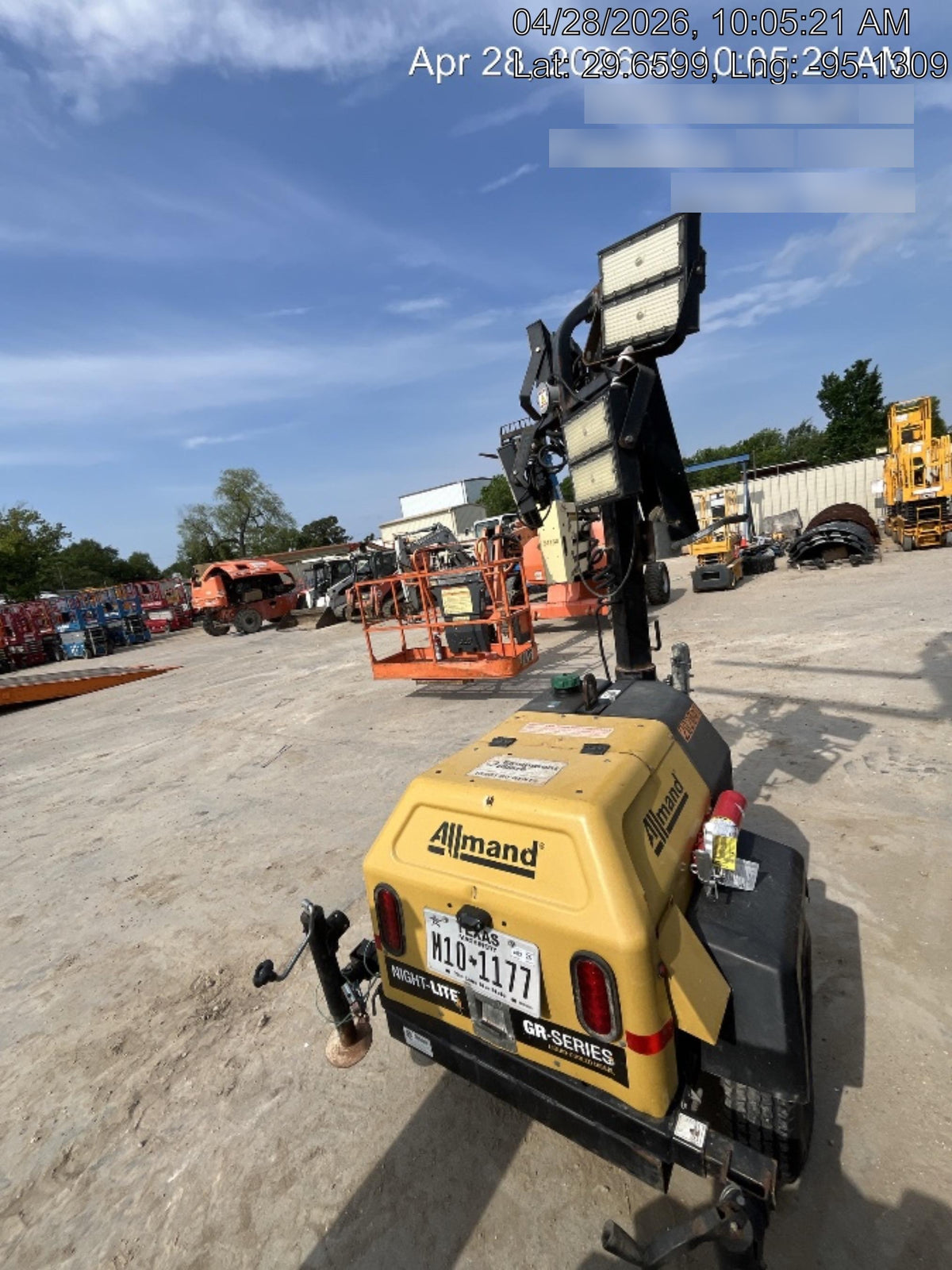 2022 Allmand NLV3GR (4) LED Light Fixture 350W, 23' Vertical Mast, 3kW Prime, Towable, Deep Sea L401, Leveling Jacks, Yanmar T4F 5.8hp