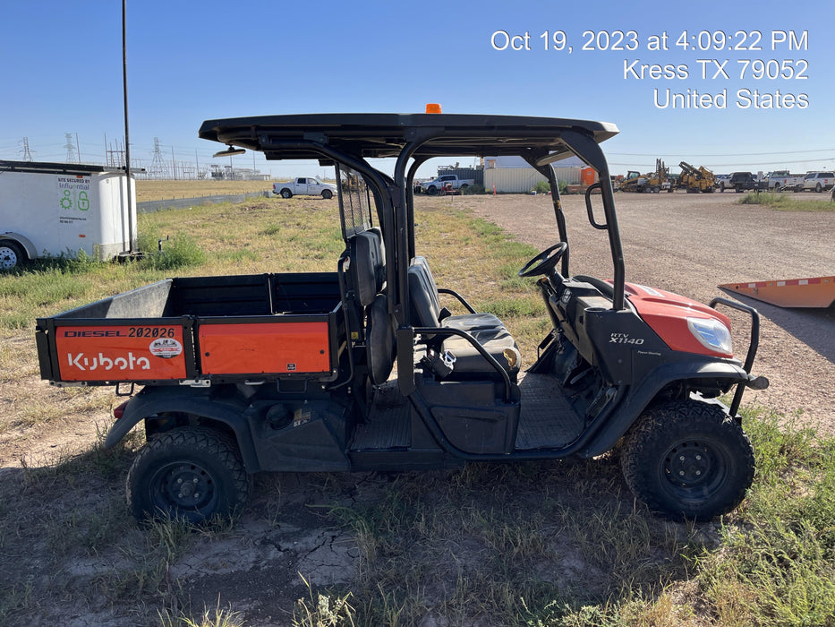 2022 Kubota RTV-X1140W-H Plastic Canopy, Windshield Acrylic Clear, LED Strobe Light, Wire Harness Kit, Back up Alarm