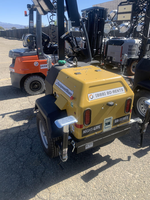 2022 Allmand NLV3GR (4) LED Light Fixture 350W, 23' Vertical Mast, 3kW Prime, Towable, Deep Sea L401, Leveling Jacks, Yanmar T4F 5.8hp