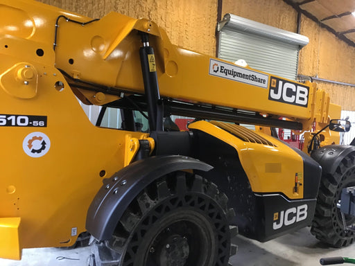 2020 JCB 510-56 Cab/Heat/Air, 74 HP, Solid Tires, STD Worklight, Beacon, Aux Hydraulics, Lifting Eye, Back up Alarm w/66" Carriage/60" Forks
