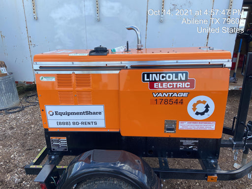 2021 Lincoln Electric Vantage 322 Vantage 322 Ready Pak 3 w/ Decals, ORANGE (includes trailer, cable rack, fender light kit) NO Telematics