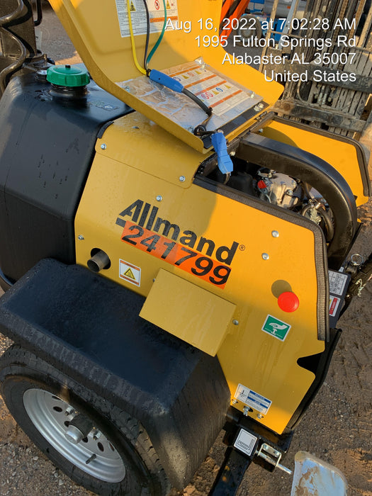 2022 Allmand NLV3GR (4) LED Light Fixture 350W, 23' Vertical Mast, 3kW Prime, Towable, Deep Sea L401, Leveling Jacks, Yanmar T4F 5.8hp