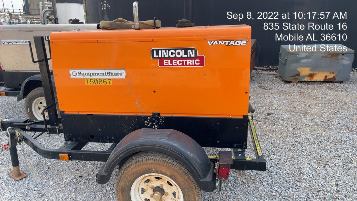 2021 Lincoln Electric Vantage 322 Vantage 322 Ready Pak 3 w/ Telematics & Decals, ORANGE (includes trailer, cable rack, fender light kit)