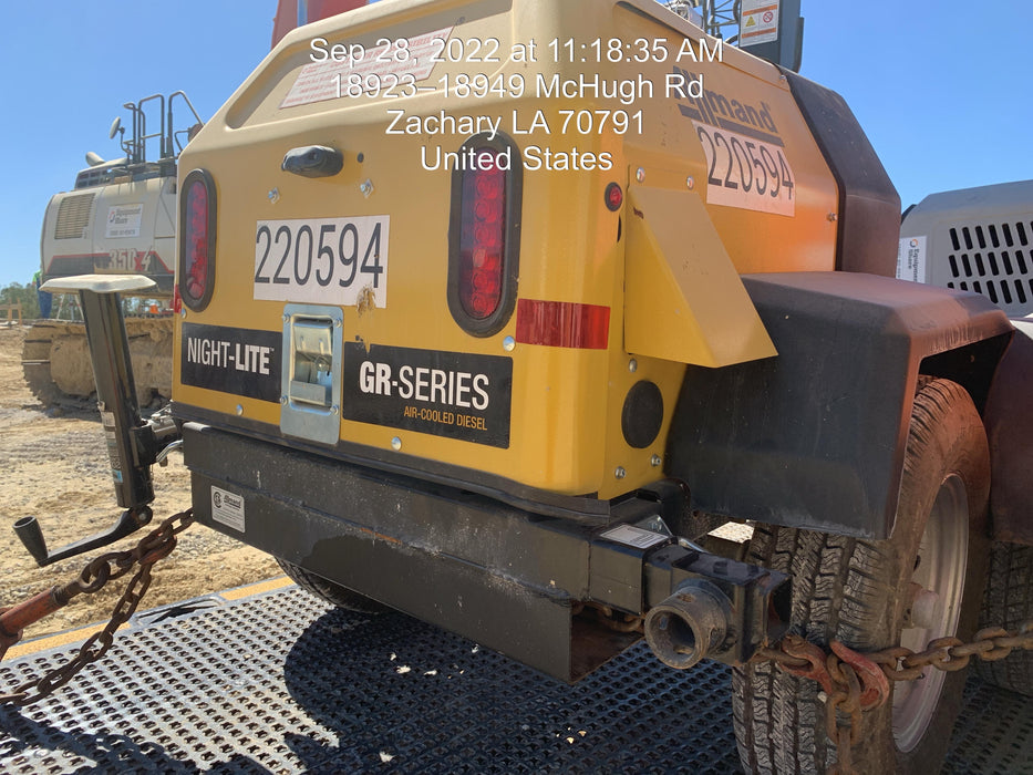 2022 Allmand NLV3GR (4) LED Light Fixture 350W, 23' Vertical Mast, 3kW Prime, Towable, Deep Sea L401, Leveling Jacks, Yanmar T4F 5.8hp