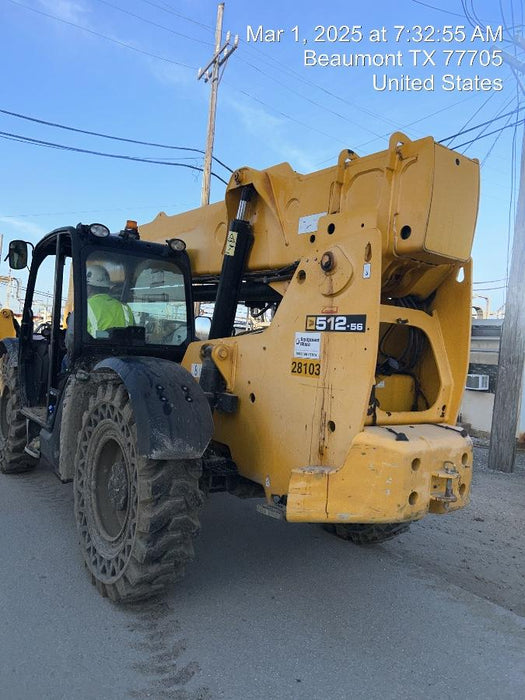 2019 JCB 512-56 109 HP w/Open ROPS, Beacon, Aux Hydraulics, Worklights, Solid Tires w/60" Carriage/Forks