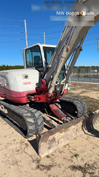 2019 Takeuchi TB290 Cab, AC, Rubber Tracks, Dozer Blade, Travel Alarm, Control Pattern Change Valve, Auxiliary Hydraulics w/18" Quick Coupler Bucket with teeth, 6.2 cu. ft. capacity/24" Quick Coupler Bucket with teeth, 8.6 cu. ft. capacity/36" Quick Coupler Bucket with teeth, 13.4 cu. ft. capacity, Quick Coupler, Hydraulic Thumb Installed