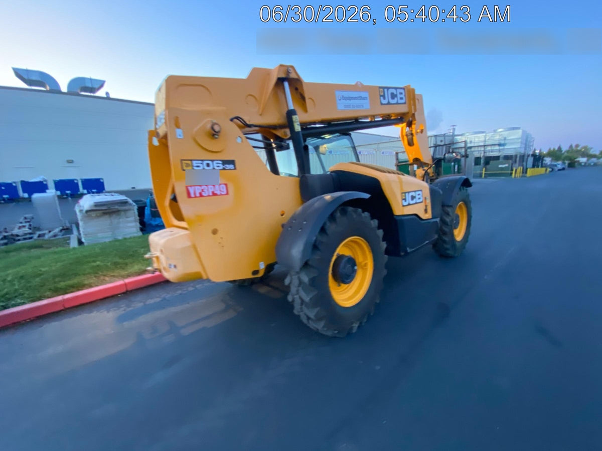 2019 JCB 506-36 Canopy, 74 HP, Foam Filled Tires, STD Worklight, Beacon, Aux Hydraulics, Lifting Eye, Back up Alarm 48" Carriage/48" Forks