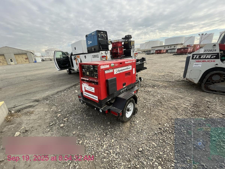 2022 Shindaiwa DGW400MDL Kubota D902 Engine, 23 HP, Dual Op Welder, Wire, Arc, Droop Stick, Tig, and CC Stick Functionality, Simulphase, 3 Phase and 1 Phase Gen Output, Single Axle NB Trlr, Slr Trckl Chrg 12V 12W, Fire Ext