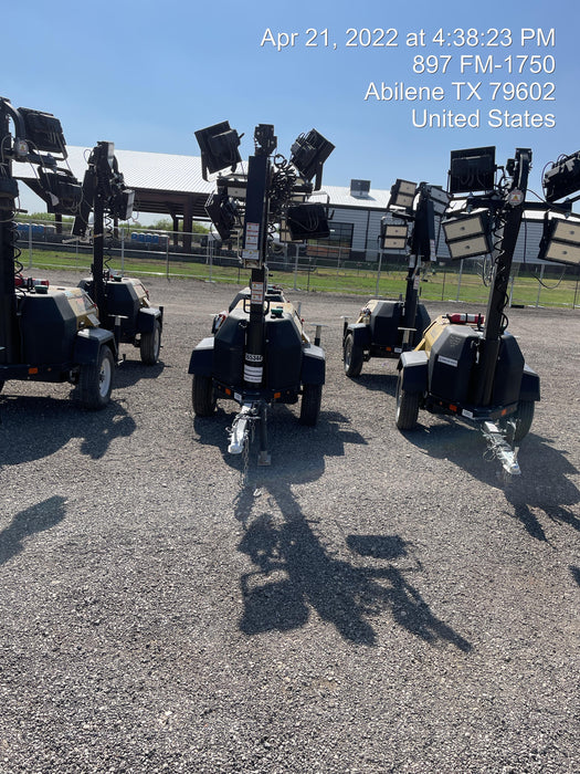 2021 Allmand NLV3GR (4) LED Light Fixture 350W, 23' Vertical Mast, 3kW Prime, Towable, Deep Sea L401, Leveling Jacks, Yanmar T4F 5.8hp