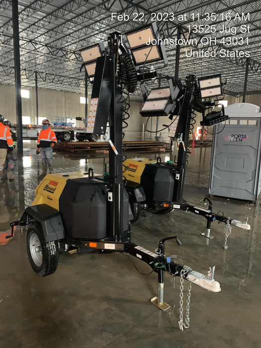 2022 Allmand NLV3GR (4) LED Light Fixture 350W, 23' Vertical Mast, 3kW Prime, Towable, ES Decals, T3