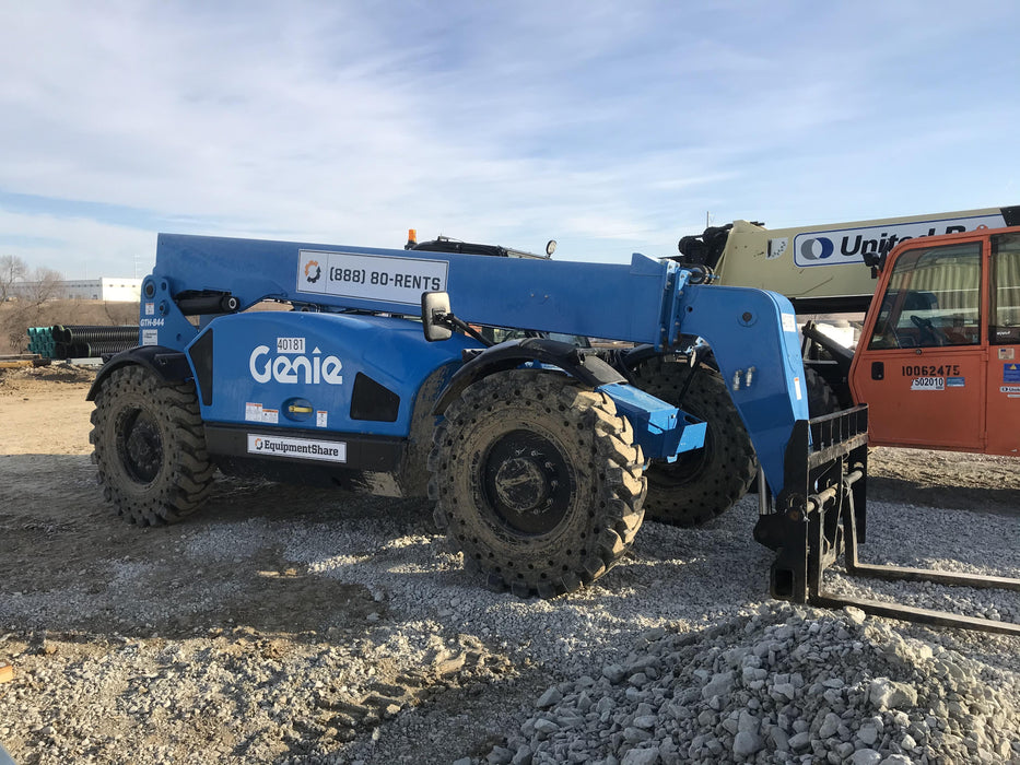2019 Genie GTH-844 Cab/Heat/AC, Solid RT Tires, LED Work Lights, Beacon 60" QA Carriage, 48" Forks