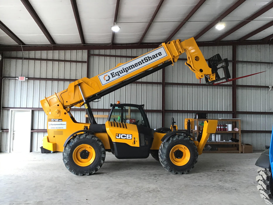 2018 JCB 512-56 JCB 512-56 Telehandler 74 HP w/CAB/HVAC, Beacon, Worklights, Semi Solids Tires, 72" Carriage/Forks