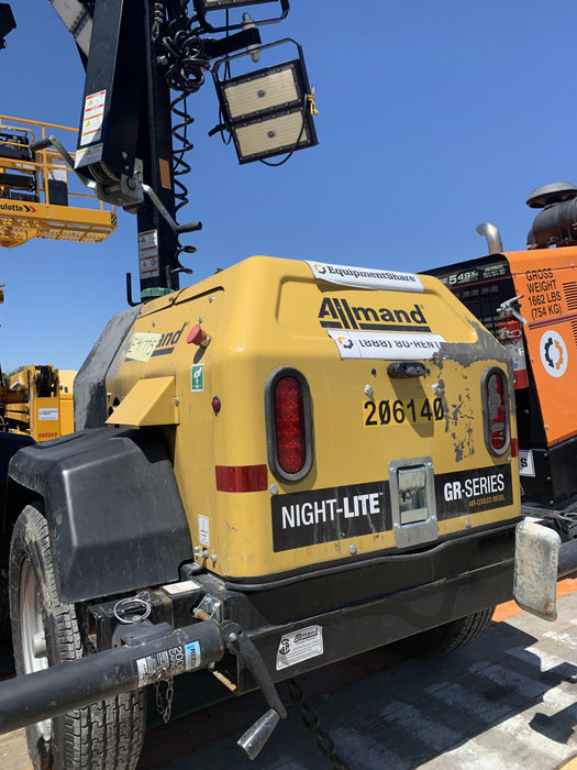 2022 Allmand NLV3GR (4) LED Light Fixture 350W, 23' Vertical Mast, 3kW Prime, Towable, Deep Sea L401, Leveling Jacks, Yanmar T4F 5.8hp