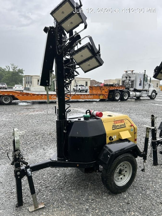 2022 Allmand NLV3GR (4) LED Light Fixture 350W, 23' Vertical Mast, 3kW Prime, Towable, Deep Sea L401, Leveling Jacks, Yanmar T4F 5.8hp