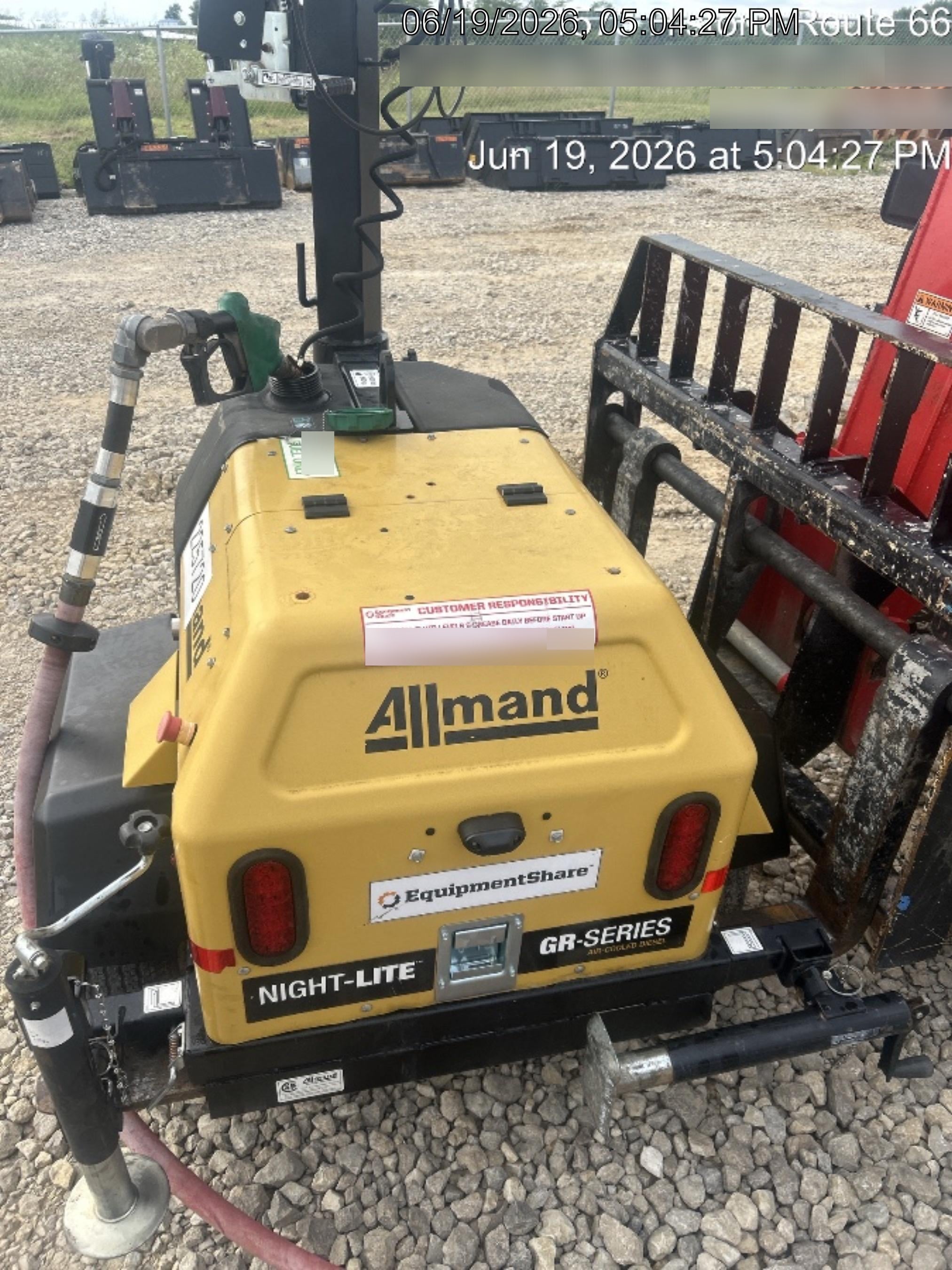 2022 Allmand NLV3GR (4) LED Light Fixture 350W, 23' Vertical Mast, 3kW Prime, Towable, Deep Sea L401, Leveling Jacks, Yanmar T4F 5.8hp