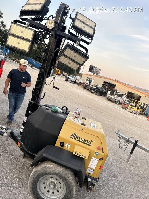 2022 Allmand NLV3GR (4) LED Light Fixture 350W, 23' Vertical Mast, 3kW Prime, Towable, ES Decals, T3