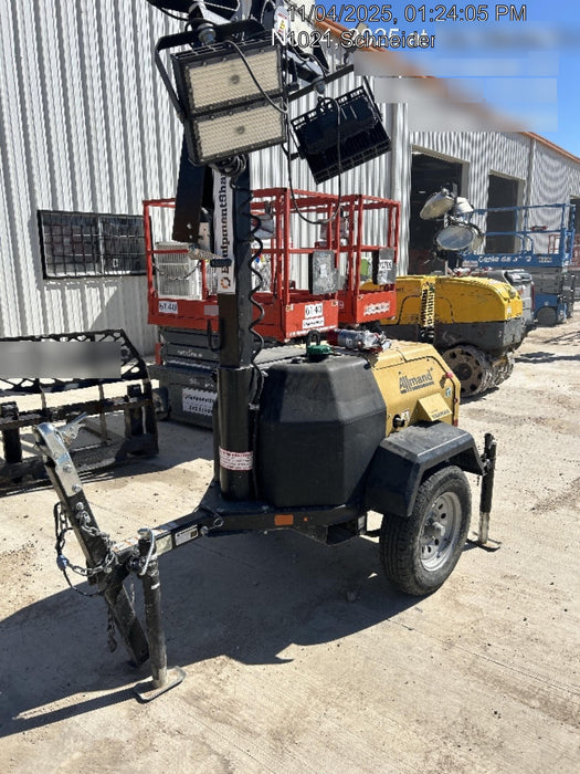 2022 Allmand NLV3GR (4) LED Light Fixture 350W, 23' Vertical Mast, 3kW Prime, Towable, ES Decals, T3