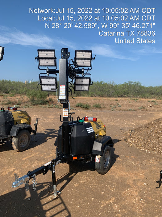 2022 Allmand NLV3GR (4) LED Light Fixture 350W, 23' Vertical Mast, 3kW Prime, Towable, Deep Sea L401, Leveling Jacks, Yanmar T4F 5.8hp