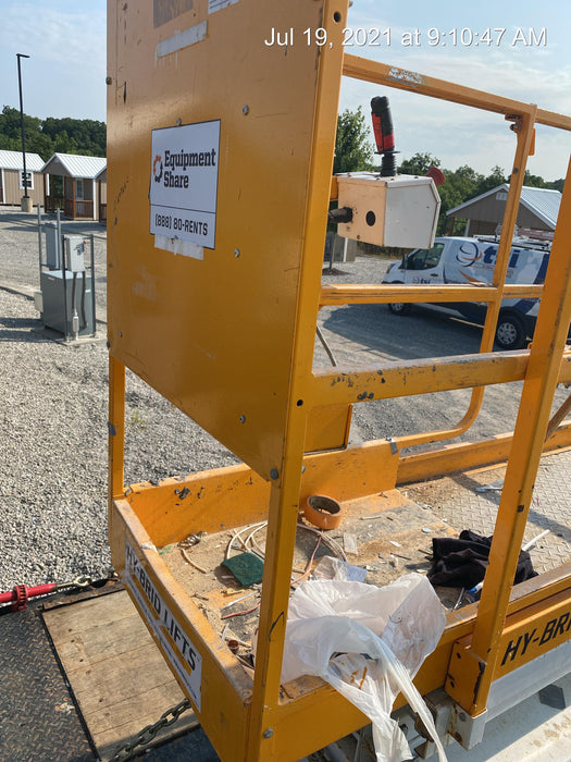 Custom Equipment HB-1430 <ul>
 <li>Hy-Brid Scissor Lift</li>
  <li>Platform capacity up to 670 lbs.</li>
  <li>Working height up to 20 ft</li>
  <li>Weighs under 1,700 lbs.</li>
  <li>Non-marking wheels </li>
</ul>